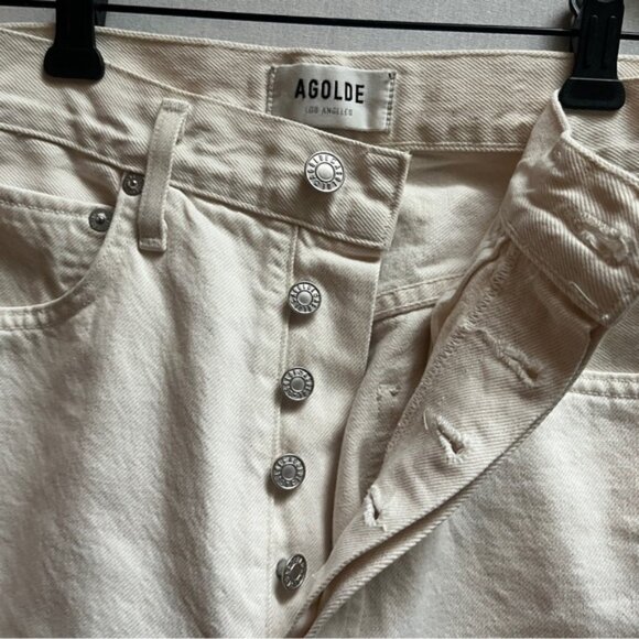 Agolde Off-White Mid Rise 90s Loose Fit Denim Jeans Sz 24 - Picture 8 of 12